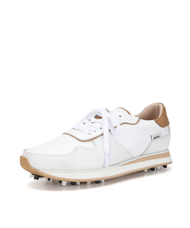 Giclee Unisex Courtyard Premium Leather Golf Shoes - Beige