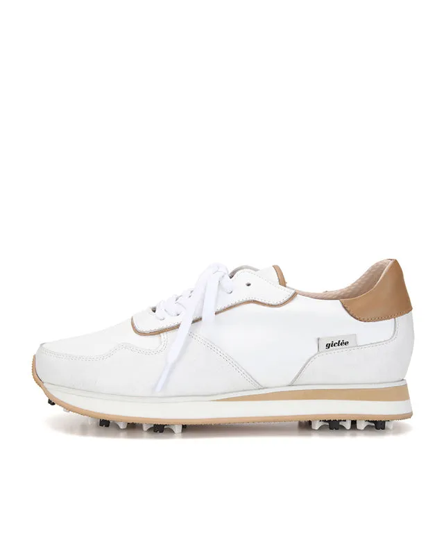 Giclee Unisex Courtyard Premium Leather Golf Shoes - Beige