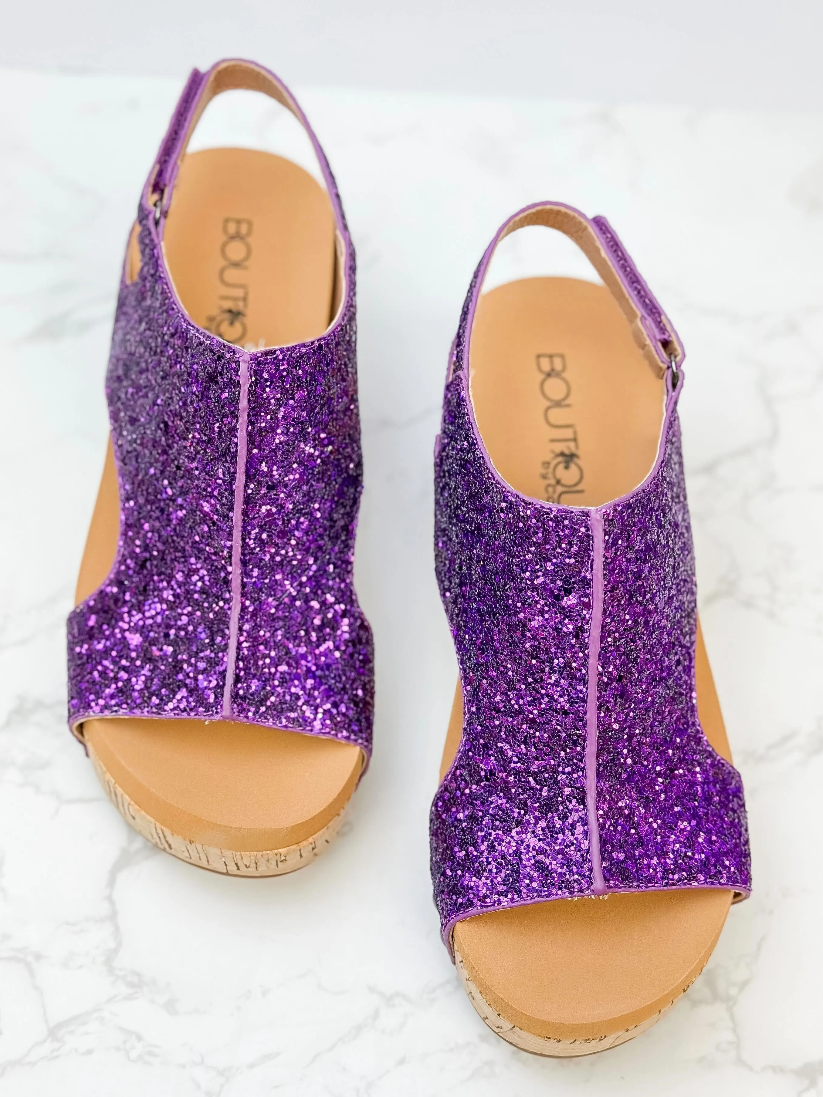 Glitter Carley Wedge by Corky’s - Purple