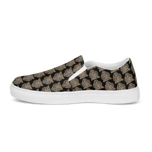 Gold and Black Tiger Moto Men’s slip-on canvas shoes