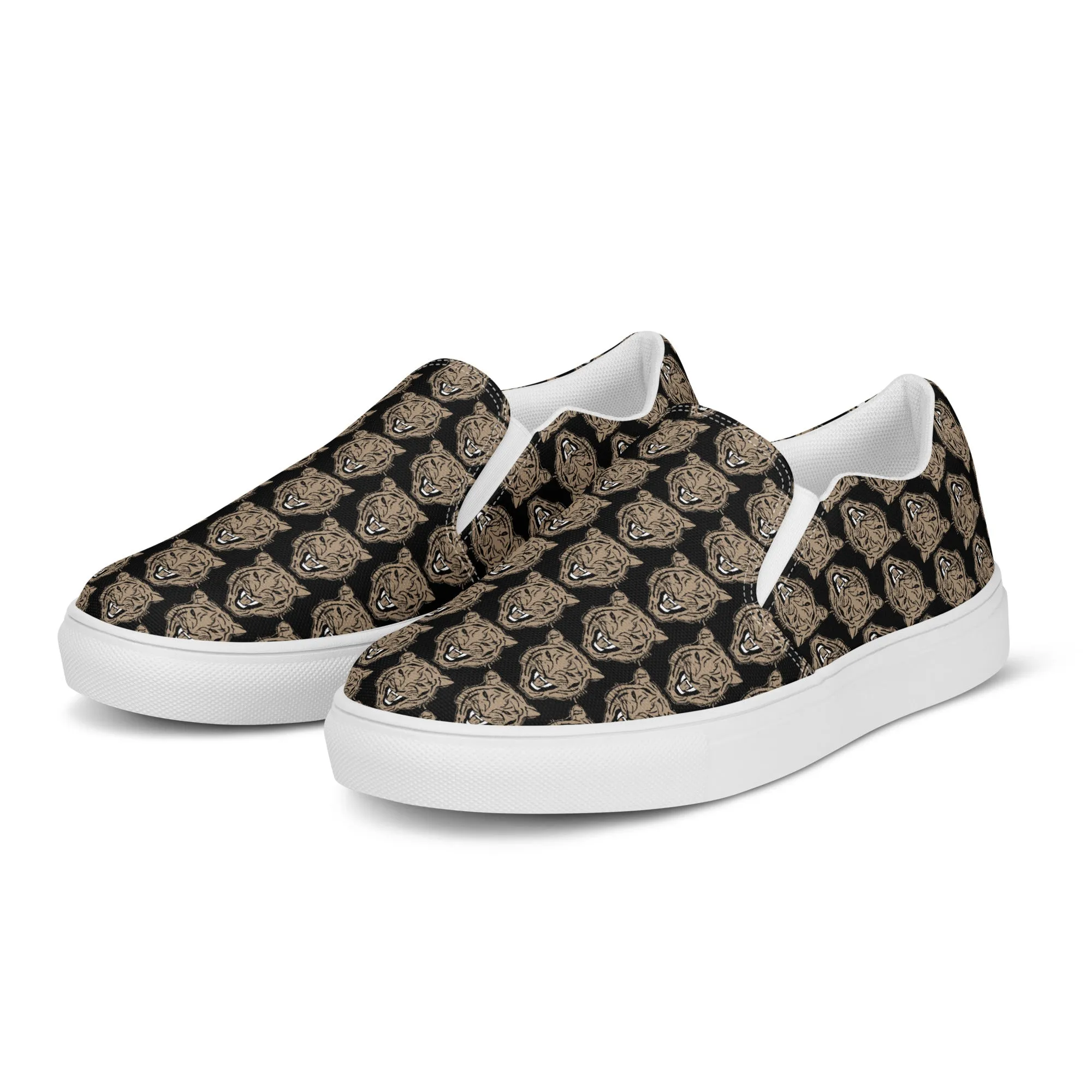 Gold and Black Tiger Moto Men’s slip-on canvas shoes
