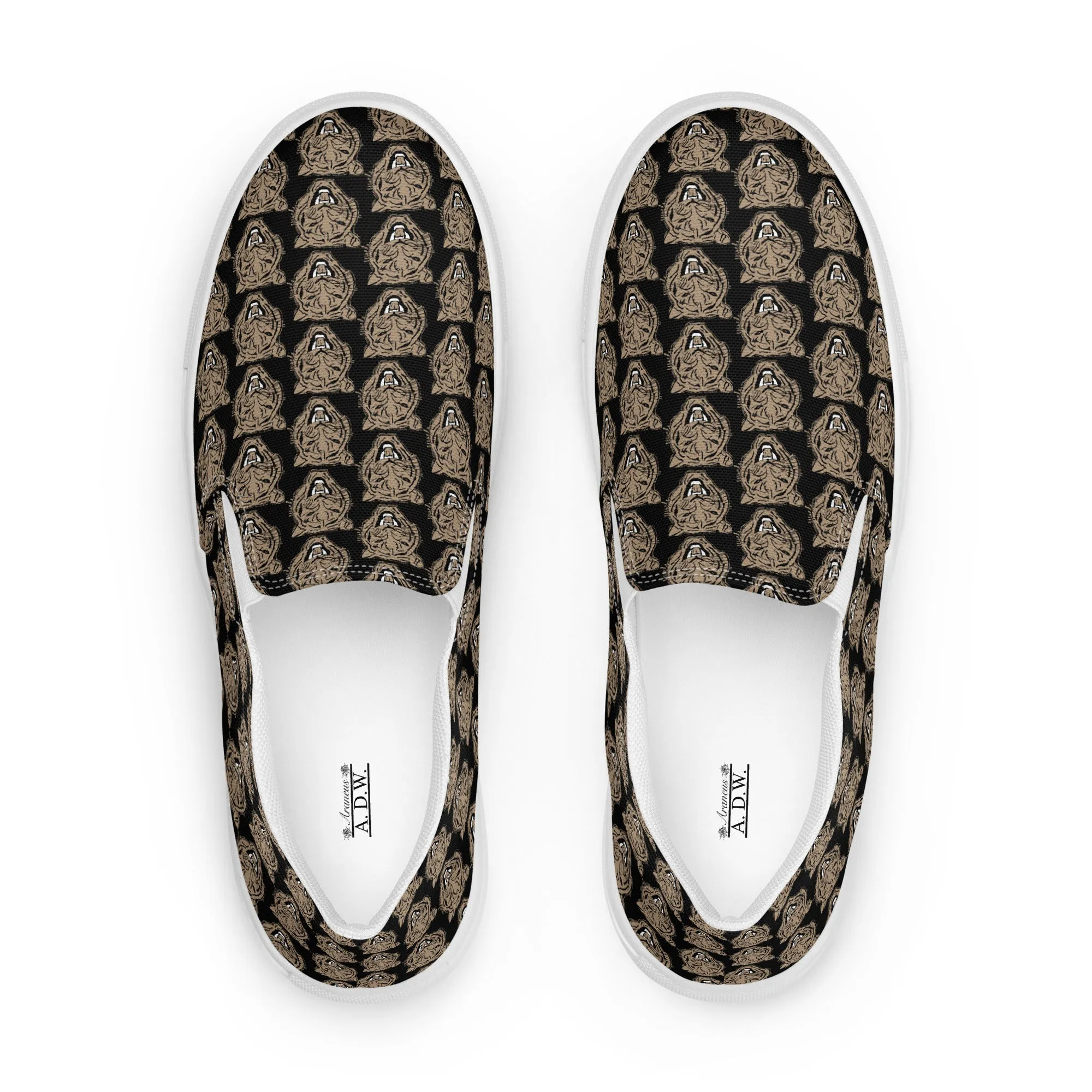 Gold and Black Tiger Moto Men’s slip-on canvas shoes