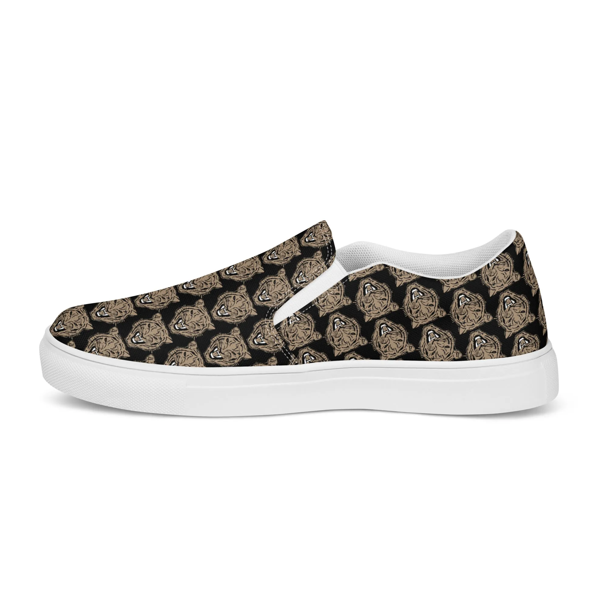 Gold and Black Tiger Moto Men’s slip-on canvas shoes