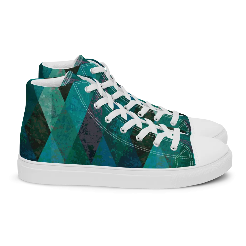 Green Checkered  High Top Shoes