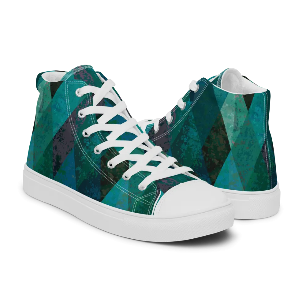 Green Checkered  High Top Shoes