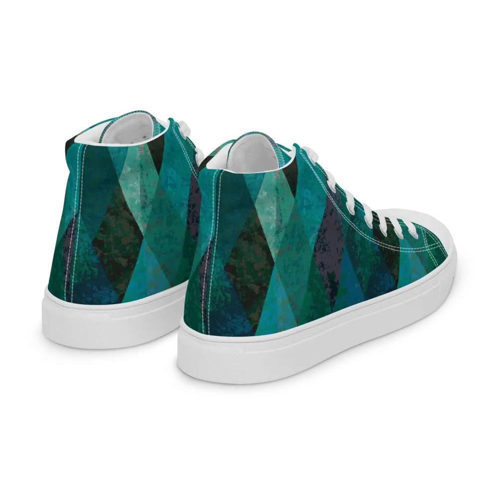 Green Checkered  High Top Shoes