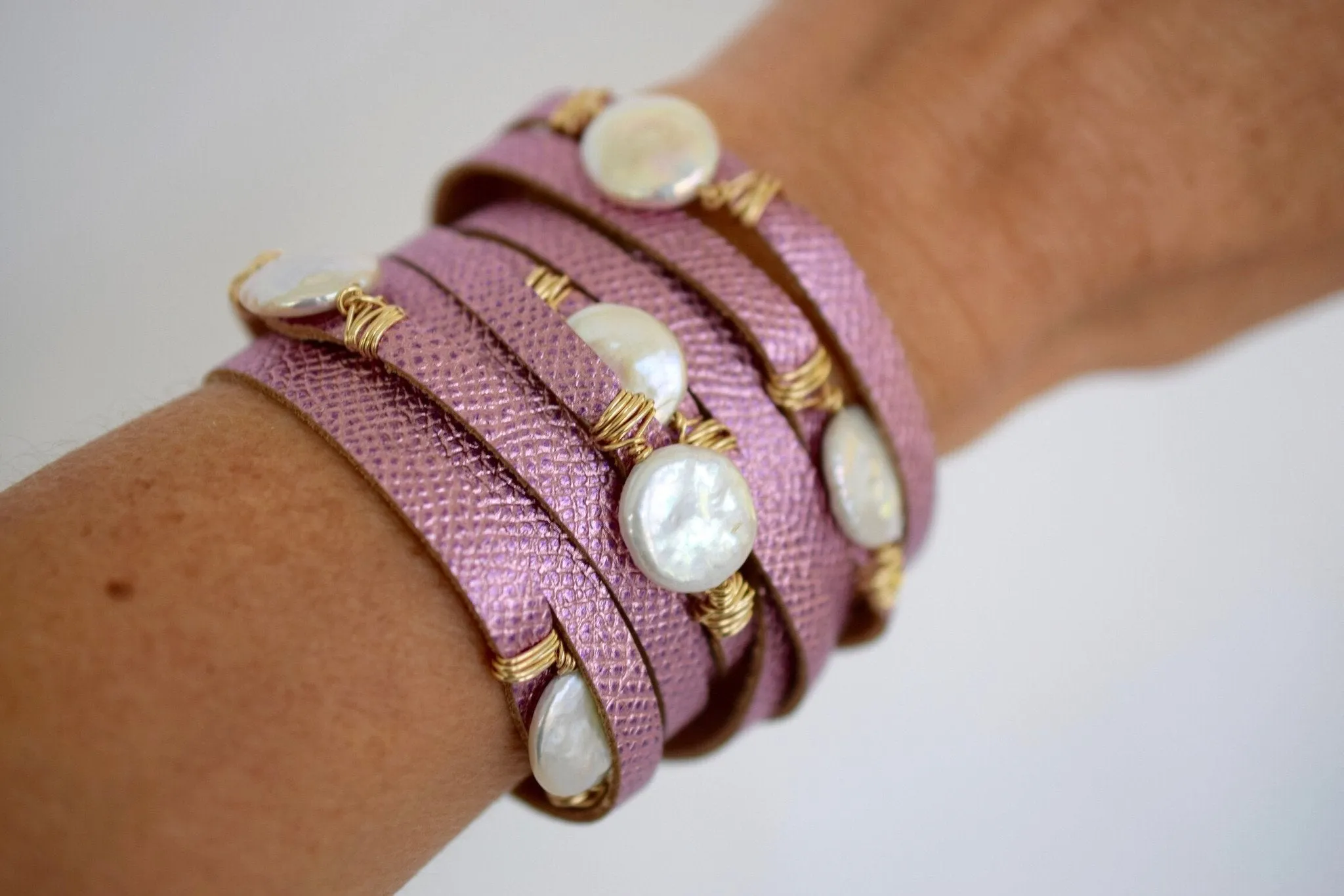 HALLELUJAH Leather Wrap, Metallic Rose