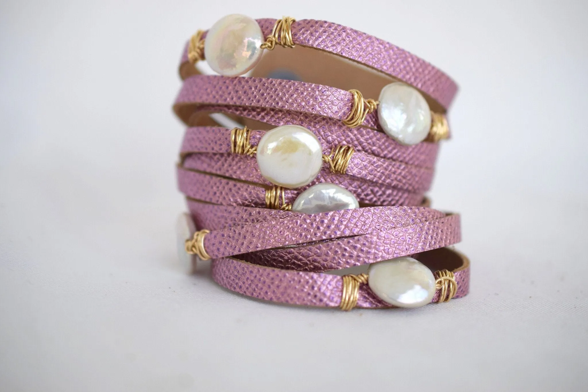 HALLELUJAH Leather Wrap, Metallic Rose