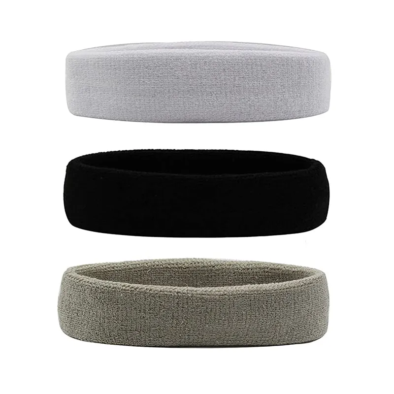 Hanerdun Sports Sweatbands Headbands Breathable Terry Cloth Sweat Head Bands Work Out Yoga Exercise Tennis