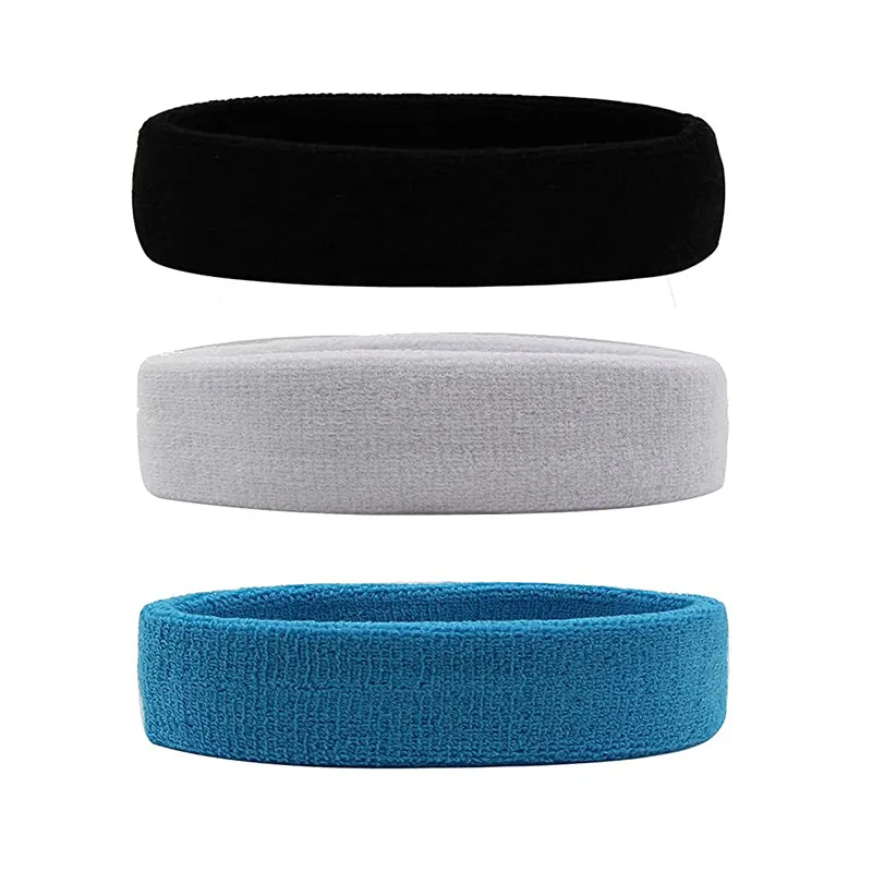 Hanerdun Sports Sweatbands Headbands Breathable Terry Cloth Sweat Head Bands Work Out Yoga Exercise Tennis