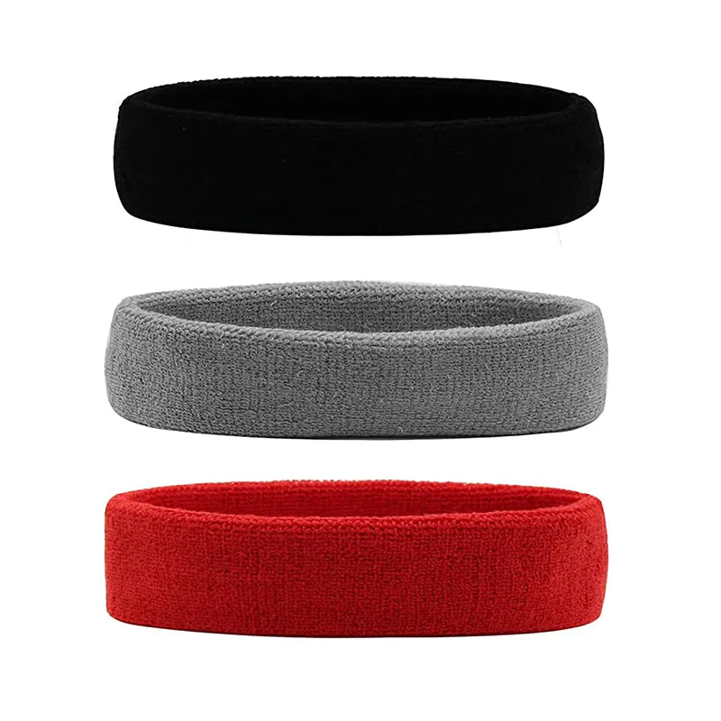 Hanerdun Sports Sweatbands Headbands Breathable Terry Cloth Sweat Head Bands Work Out Yoga Exercise Tennis