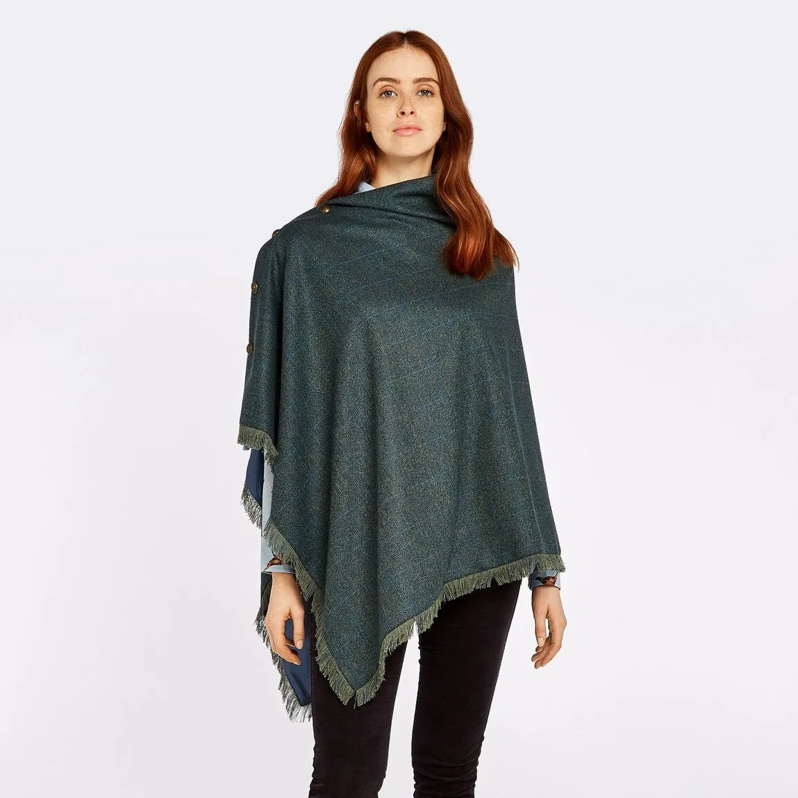 Hazelwood Tweed Poncho - Mist