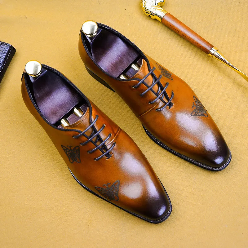 High Grade Men's Shoes Nature Leather Men's Business Foreign Trade Shoes British Bullock Carved Oxford Shoes Size 38-46