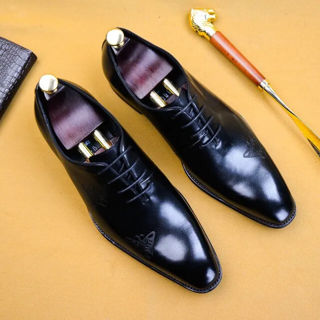 High Grade Men's Shoes Nature Leather Men's Business Foreign Trade Shoes British Bullock Carved Oxford Shoes Size 38-46