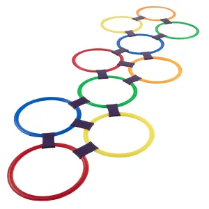Hopscotch Ring Game-10 Multi-Colored Plastic Rings and 15 Connectors -