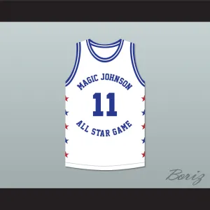 Isiah Thomas 11 Magic Johnson All Star Game White Basketball Jersey 1986 Midsummer Night's Magic Charity Event
