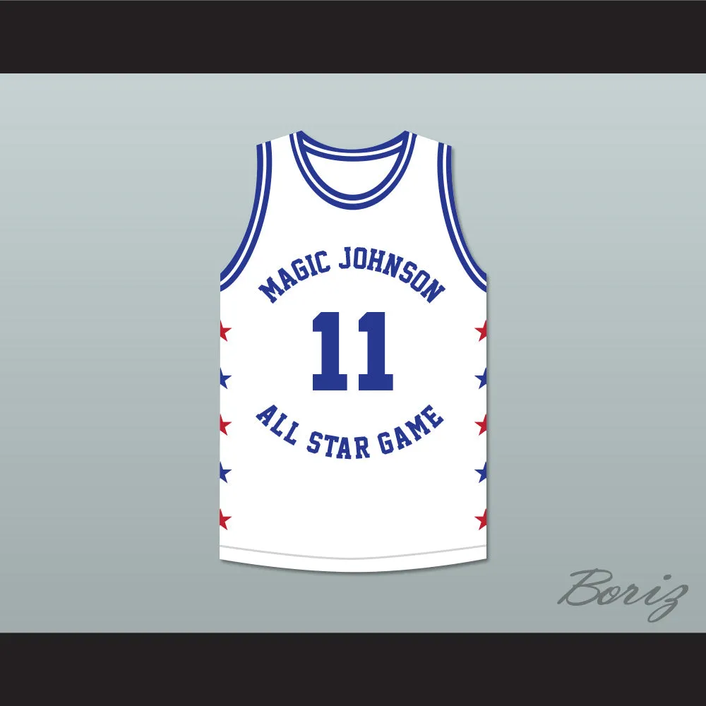 Isiah Thomas 11 Magic Johnson All Star Game White Basketball Jersey 1986 Midsummer Night's Magic Charity Event