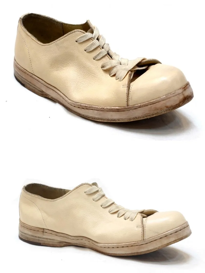 Italian Manual Washing Vintage Genuine Leather Casual Shoes Sneakers Fashion Lace Up Round Toe Platform Trainers Chaussure Homme