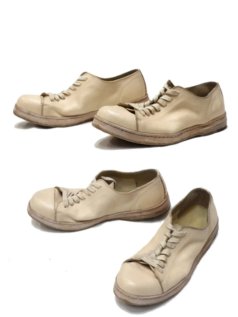 Italian Manual Washing Vintage Genuine Leather Casual Shoes Sneakers Fashion Lace Up Round Toe Platform Trainers Chaussure Homme