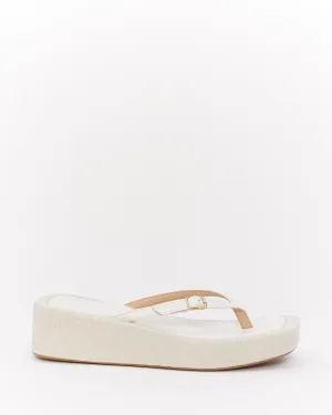 Jacquemus White Leather & Canvas Les Tatanes Platform Sandals - 38