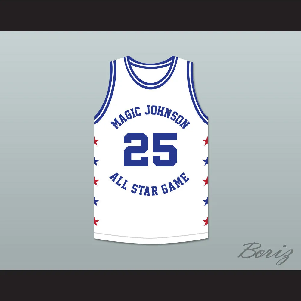 Jerome Kersey 25 Magic Johnson All Star Game White Basketball Jersey 1989 Midsummer Night's Magic Charity Event