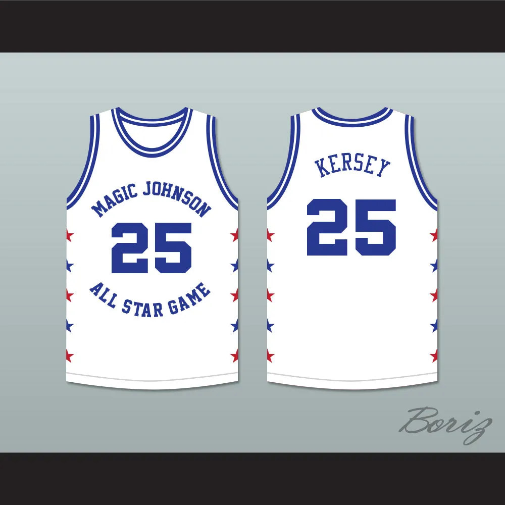 Jerome Kersey 25 Magic Johnson All Star Game White Basketball Jersey 1989 Midsummer Night's Magic Charity Event
