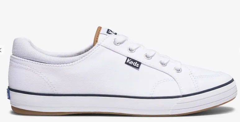 Keds Women's Center II Canvas Stripe WF64232-Stripe White