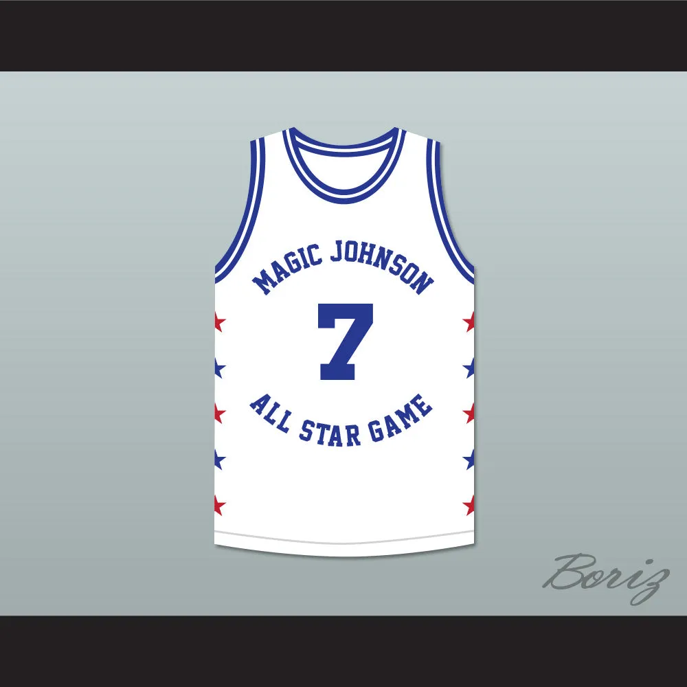 Kevin Johnson 7 Magic Johnson All Star Game White Basketball Jersey 1989 Midsummer Night's Magic Charity Event