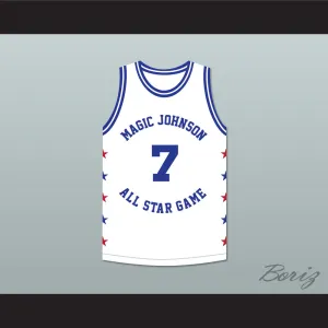Kevin Johnson 7 Magic Johnson All Star Game White Basketball Jersey 1989 Midsummer Night's Magic Charity Event
