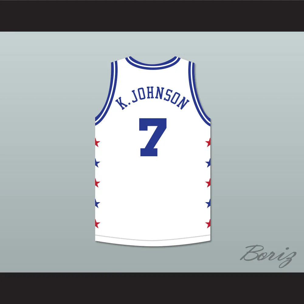 Kevin Johnson 7 Magic Johnson All Star Game White Basketball Jersey 1989 Midsummer Night's Magic Charity Event