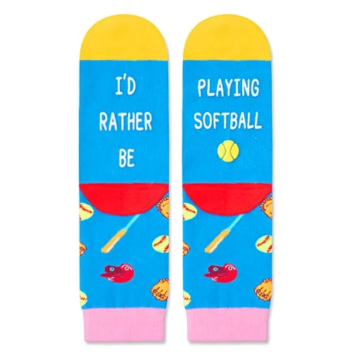 Kids' Fun Socks, Unisex Novelty Softball Socks for Kids, Children Ball Sports Socks, Funny Softball Gifts for Softball Lovers, Gifts for Boys Girls, Sports Lover Gift, Gifts for 7-10 Years Old