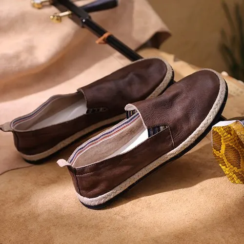 Leather boots with handmade stitched leather sole