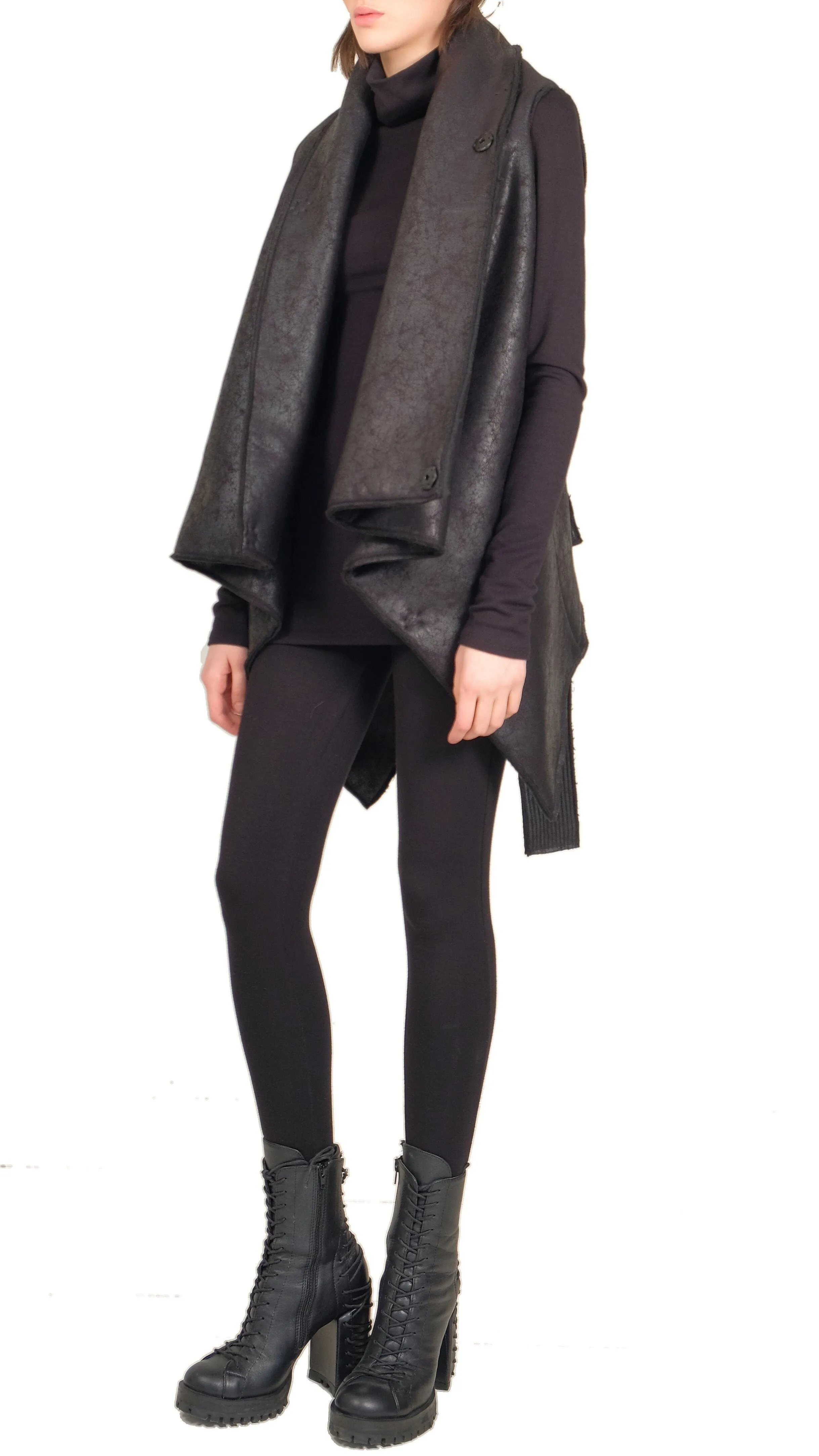 Leather Effect Sleeveless Jacket