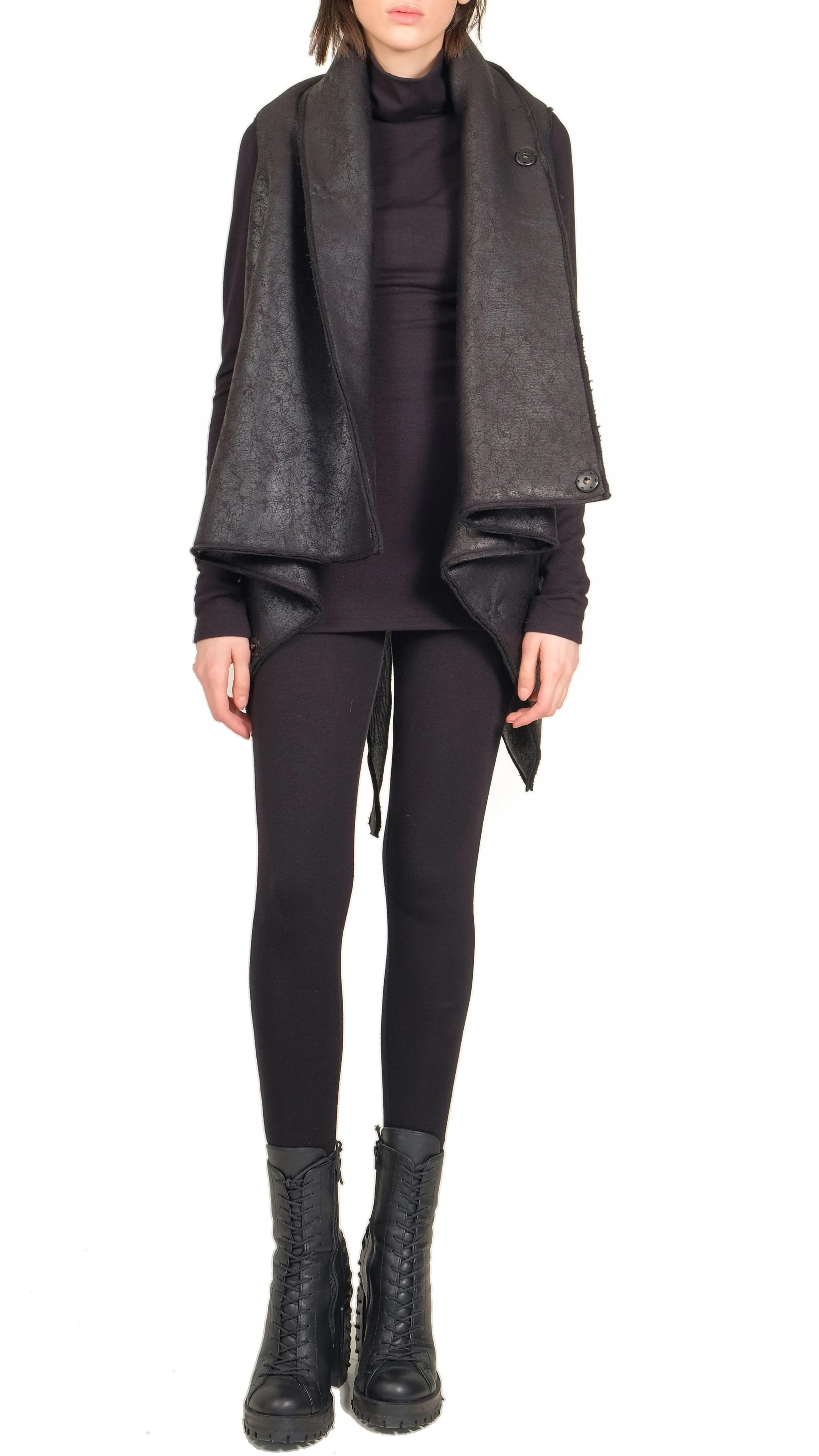 Leather Effect Sleeveless Jacket
