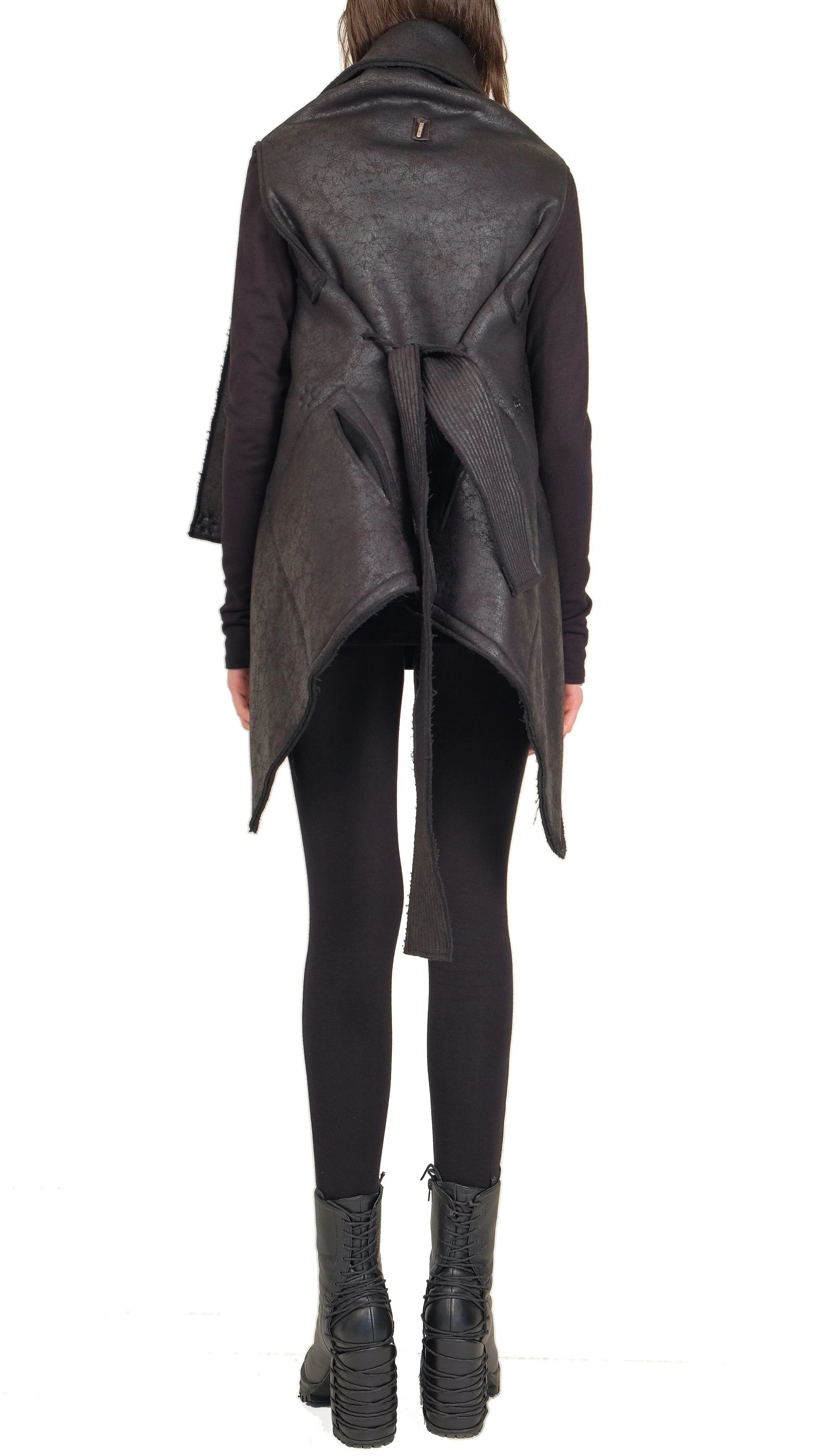 Leather Effect Sleeveless Jacket