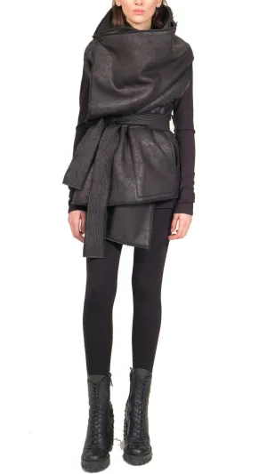 Leather Effect Sleeveless Jacket