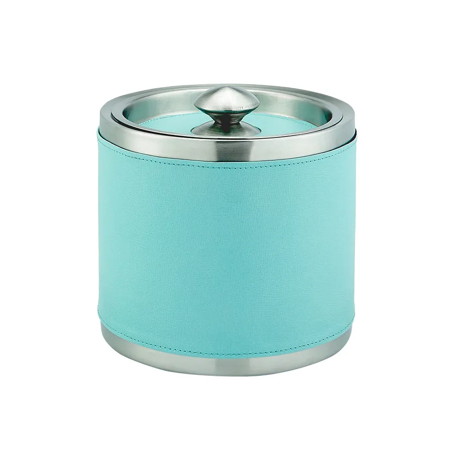 Leather Ice Bucket with Tongs