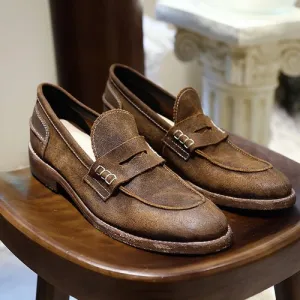 Leather Sole Casual Leather Shoes Vintage British Loafers