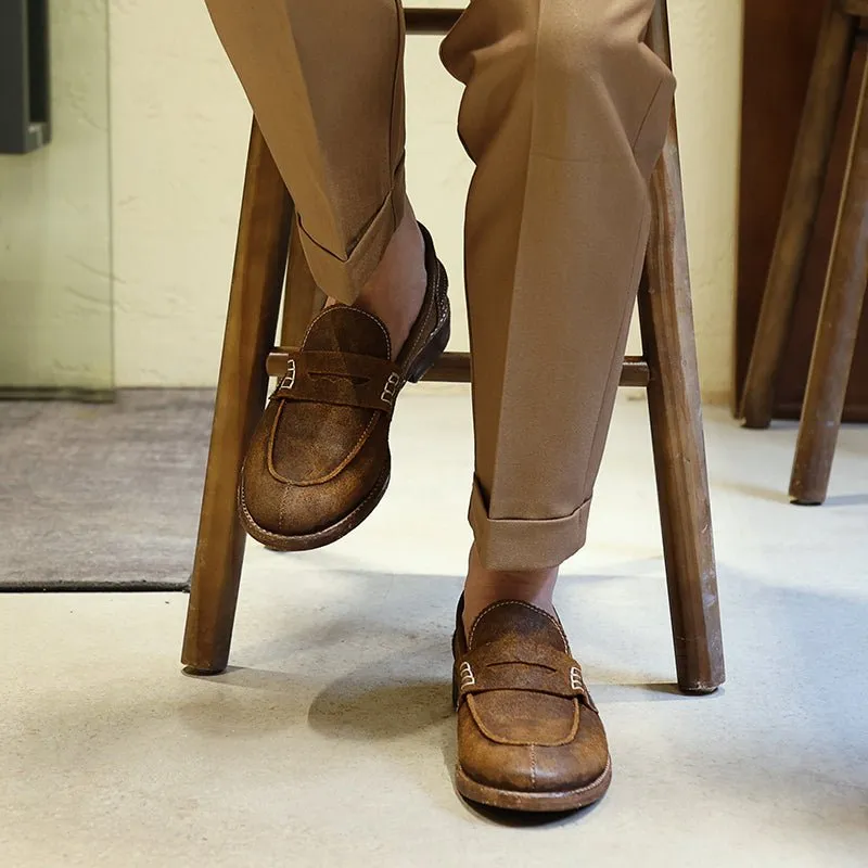 Leather Sole Casual Leather Shoes Vintage British Loafers