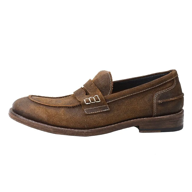 Leather Sole Casual Leather Shoes Vintage British Loafers