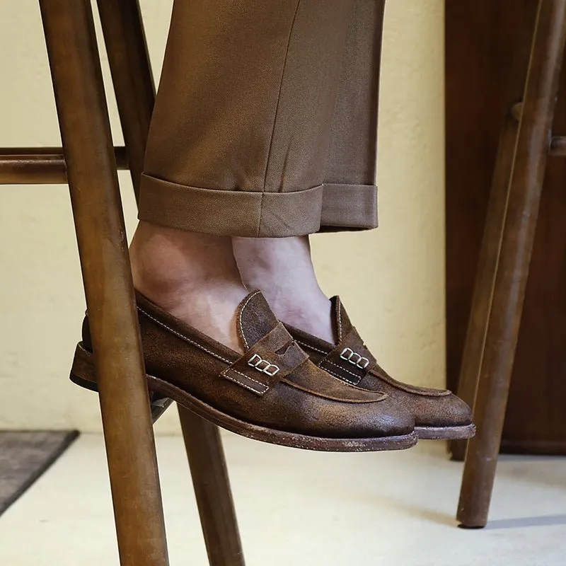 Leather Sole Casual Leather Shoes Vintage British Loafers