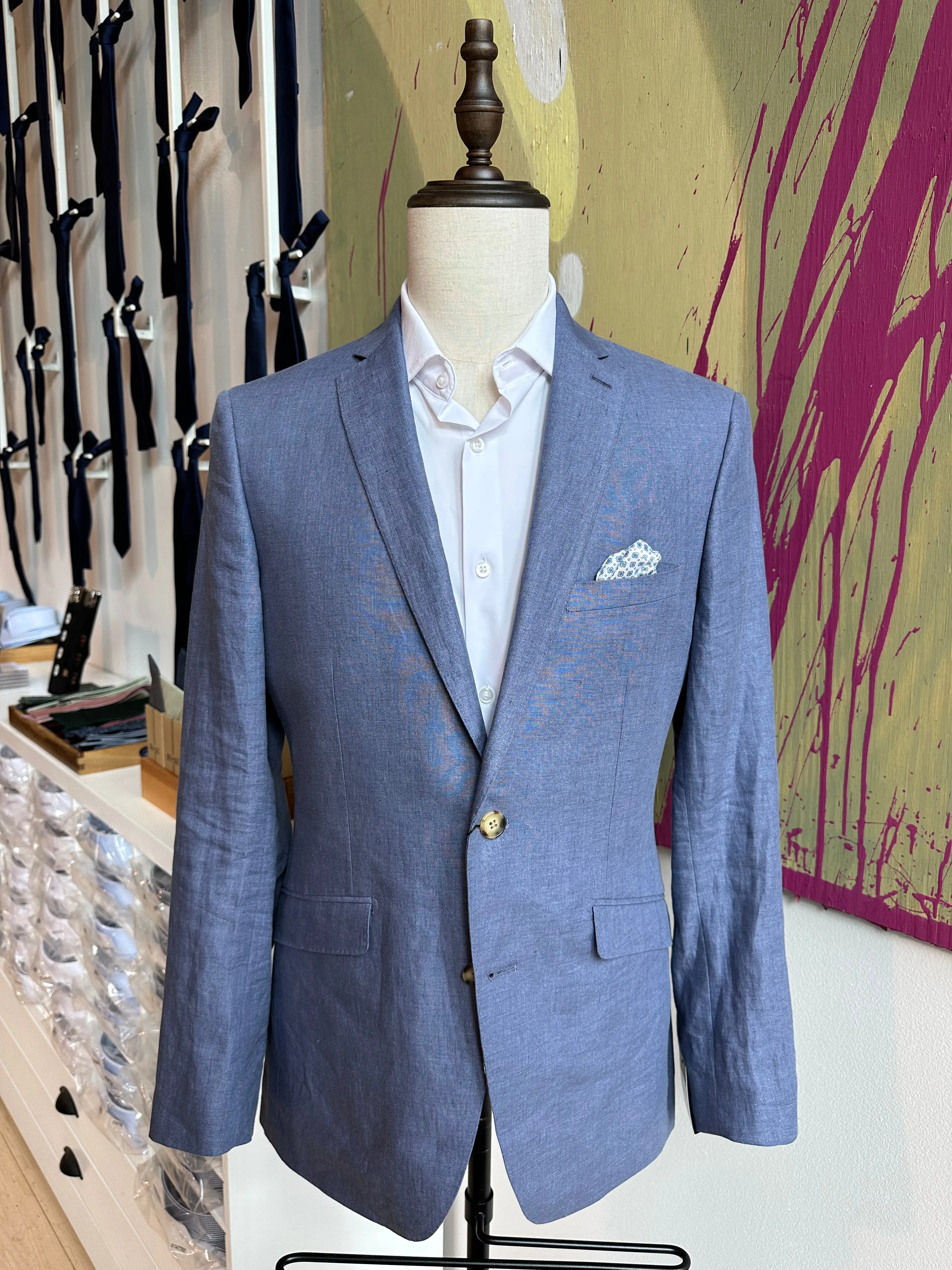 Light Blue Linen Premium Suit Coat