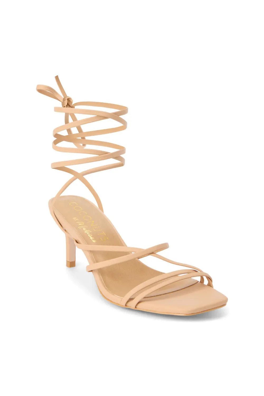 Lilly Square Toe Lace Up Wrap Heels by Matisse