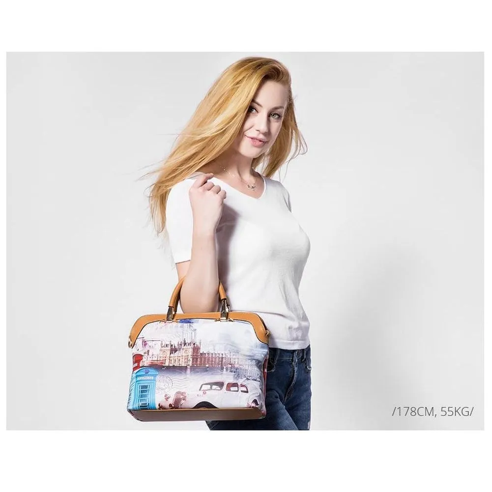 <bold>Tote Crossbody Bag & Purse Set <br>Canvas & Vegan-Leather