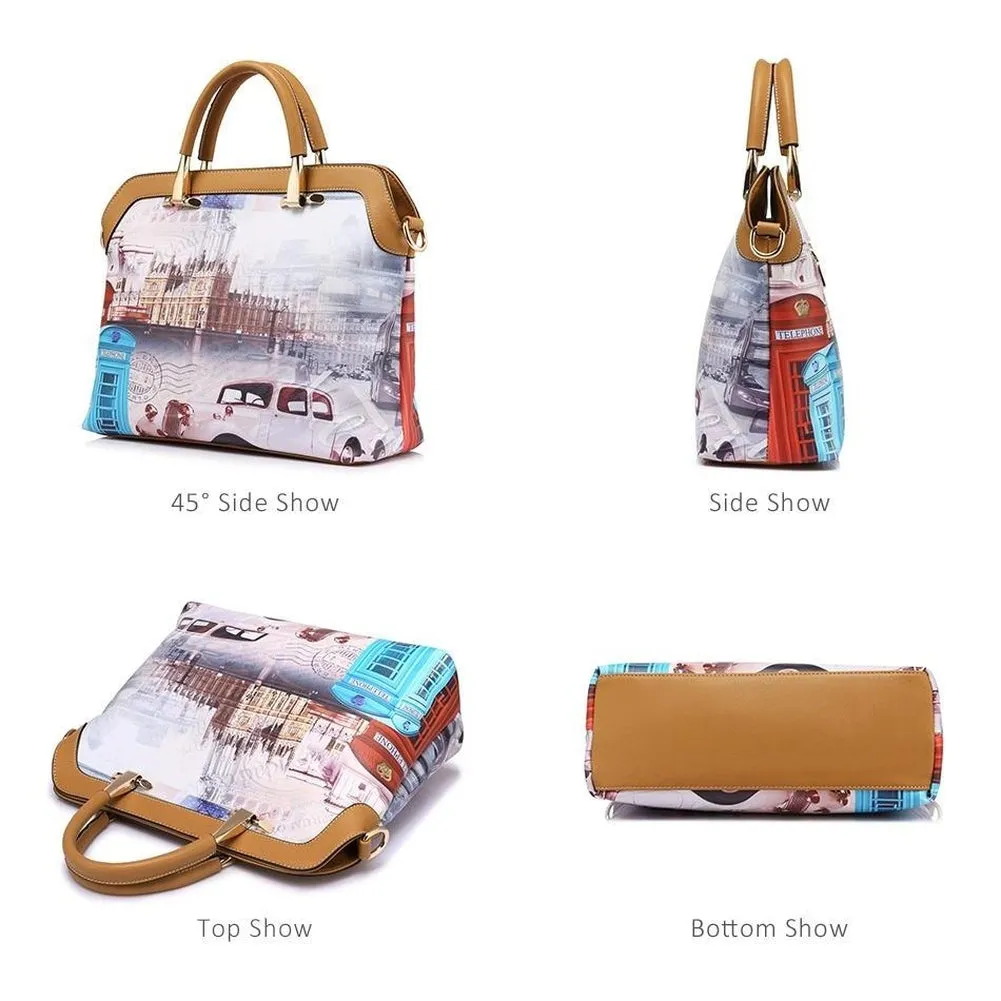 <bold>Tote Crossbody Bag & Purse Set <br>Canvas & Vegan-Leather