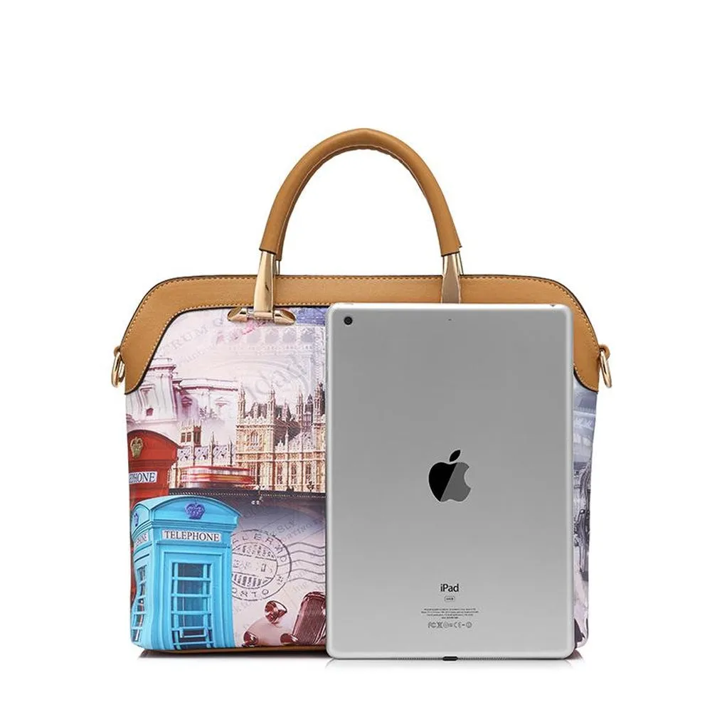 <bold>Tote Crossbody Bag & Purse Set <br>Canvas & Vegan-Leather