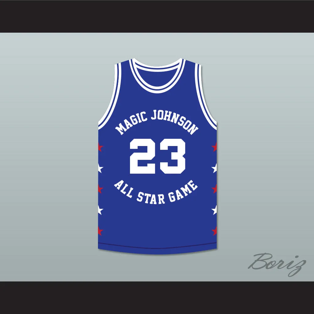 Mark Jackson 13 Magic Johnson All Star Game Blue Basketball Jersey 1989 Midsummer Night's Magic Charity Event