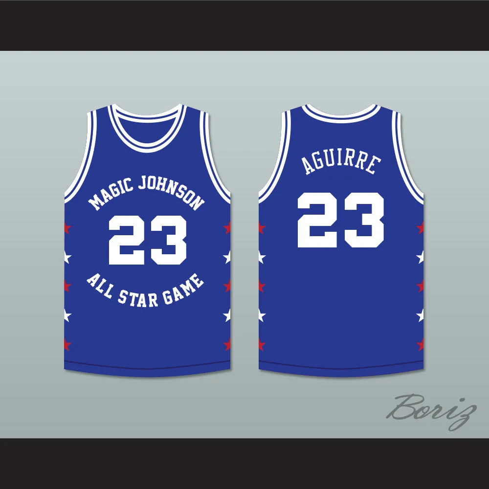 Mark Jackson 13 Magic Johnson All Star Game Blue Basketball Jersey 1989 Midsummer Night's Magic Charity Event