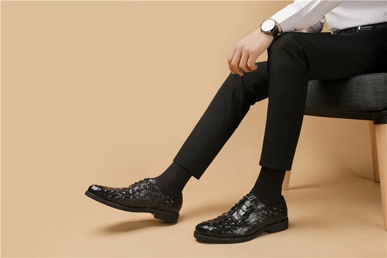 Men Genuine Leather Crocodile Shoes
