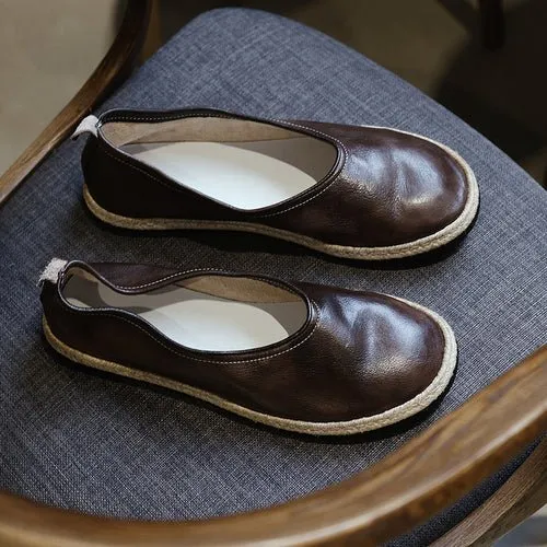 Men handmade stitched leather sole shoes